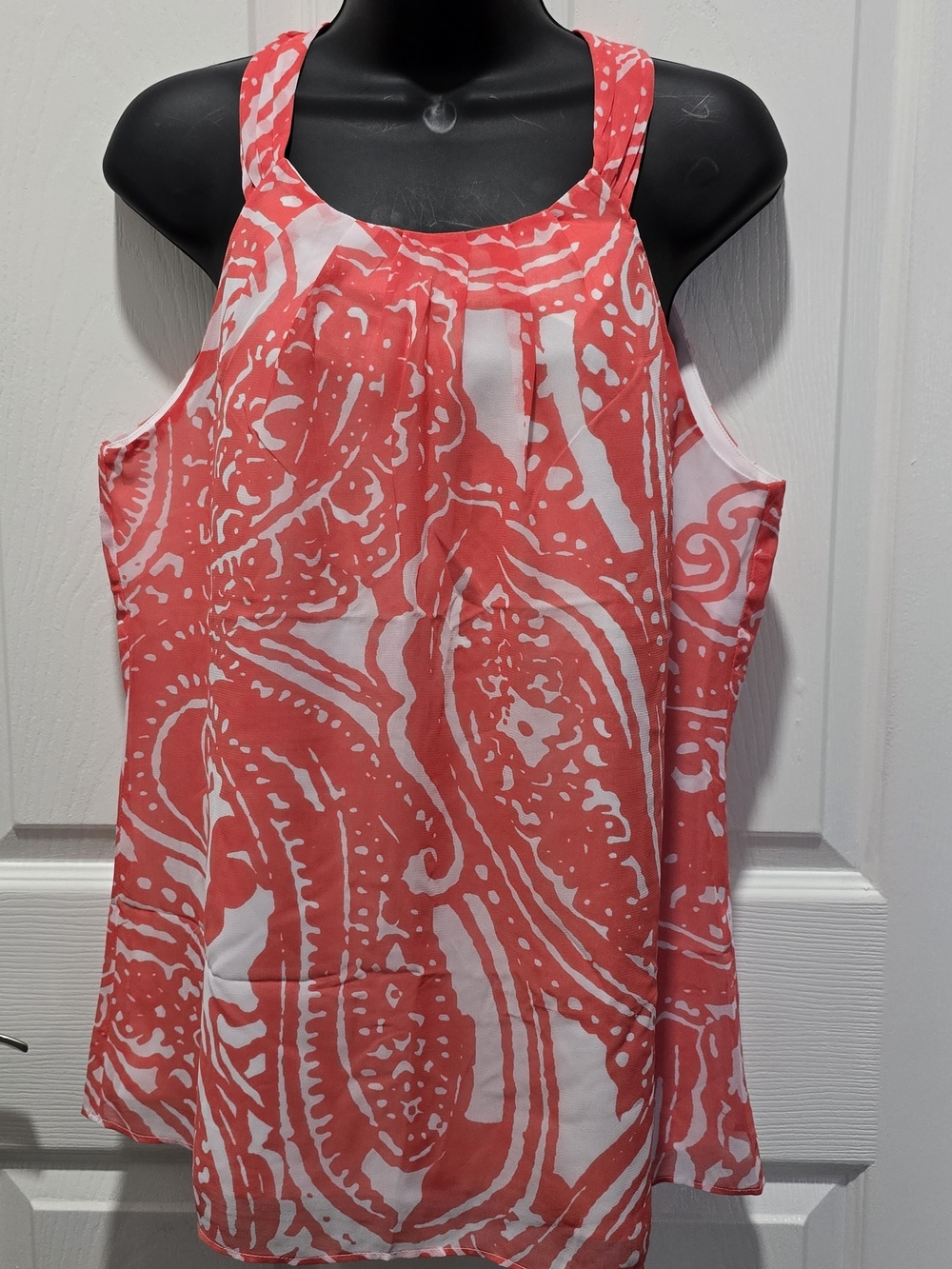 Banana Republic Coral and White Printed Tank Top